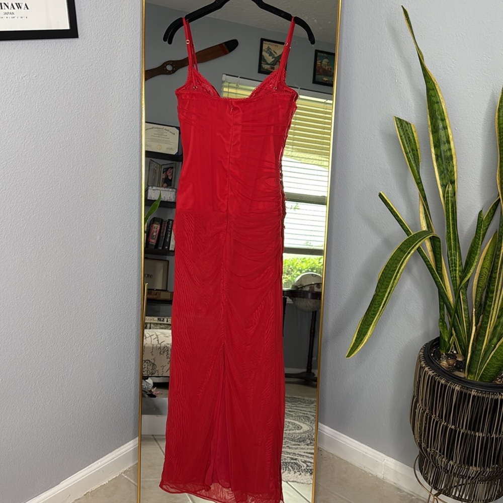 HOUSE OF CB 'Nalini' Holly Red Mesh Corset Maxi Dress NWOT - Picture 10 of 10